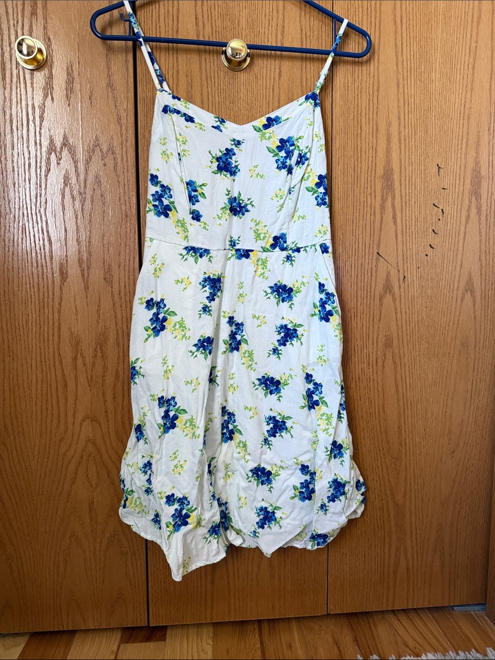 Kohl's White Mini Dress with Blue and Green Floral Print